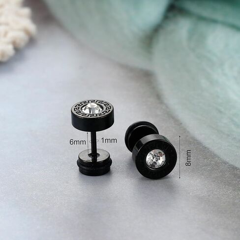 Flat Back Stud Earrings for Women Surgical Steel AAA Cubic Zirconia Diamond Cartilage Tiny Black Studs Jewelry in Saudi Arabia