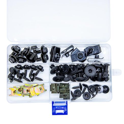 64pcs Universal Auto Car U-Clip, Body Bolts Bumper Fender and Metal Trim Panel Spring Clip Trim Moulding Clip with Matched Screws in Kuwait