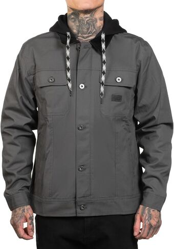 Sullen Men's Survivalist Duck Canvas Jacket Outdoor Heavy Duty Button Up Fleece Hood in Saudi Arabia