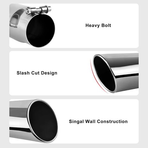 MuHize Exhaust Tips 2.5" Inlet, 3" Outlet 6" Length Performance Exhaust Tip, Bolt on, Rolled Edge, Stainless Steel Polished, Diesel Exhaust Pipe for Pickup Truck, Car, Truck in Saudi Arabia