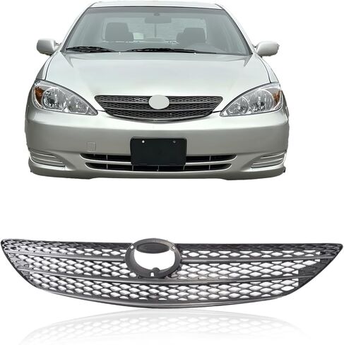 New Grille Painted Gray Shell and Insert Replacement For Toyota Camry 2002 2003 2004 (LE/XLE Models) Without Action Package Replaces OE 53101AA020 | TO1200233 | T070108 in Kuwait