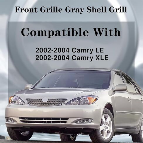 New Grille Painted Gray Shell and Insert Replacement For Toyota Camry 2002 2003 2004 (LE/XLE Models) Without Action Package Replaces OE 53101AA020 | TO1200233 | T070108 in Kuwait