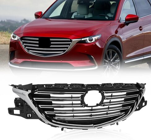 Front Upper Bumper Grille Grill Compatible with 2016-2018 Mazda CX9 CX-9 GS/GS-L/Sport/Touring TK4950710， Replacement for MA1200211 in Kuwait
