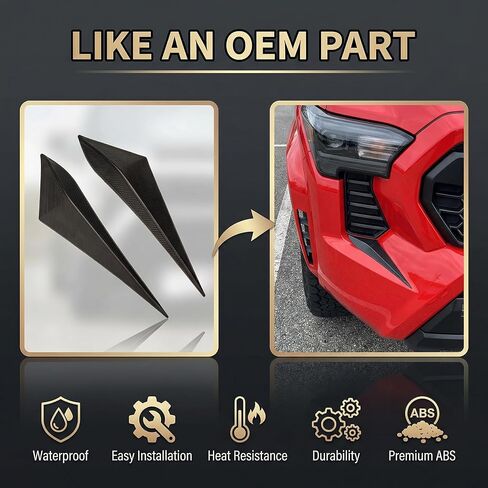 2 Pcs Front Side Grille Patch Decor Compatible with Toyota Tacoma 2024 2025 2026, Black Texture Perfectly Fits the Original Front Grille Contour in Kuwait