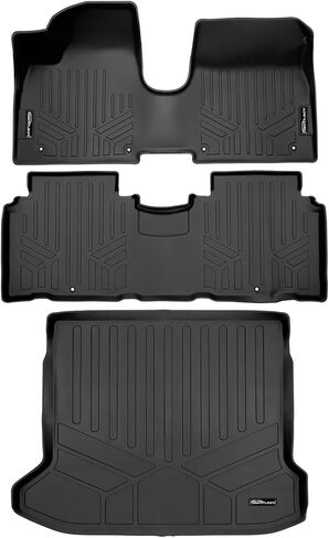 SMARTLINER مخصص يناسب جميع الأحوال الجوية 2 صف سجادات أرضية ومجموعة بطانة البضائع باللون الأسود متوافق مع 2022-2023 Hyundai IONIQ 5 in Kuwait