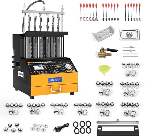 AUTOOL Fuel Injector Cleaner and Tester Machine, Ultrasonic Fuel Injection Cleaner 6 Cylinder for GDI, EFI, FSI, 12V/70V/120V, Color Display, 67.63oz Cleaning Tank, 3 Cleaning Functions 12 Test Modes in Kuwait