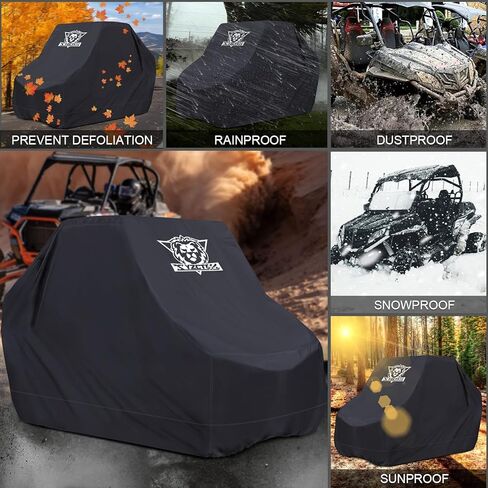 غطاء XYZCTEM UTV مع مادة أكسفورد سوداء شديدة التحمل مقاومة للماء، 114 بوصة × 65 بوصة × 75 بوصة (290 × 165 × 75 بوصة) متضمنة حقيبة تخزين. يحمي UTV من المطر والبرد والغبار والثلج والشمس (2-3 مقاعد) in Kuwait