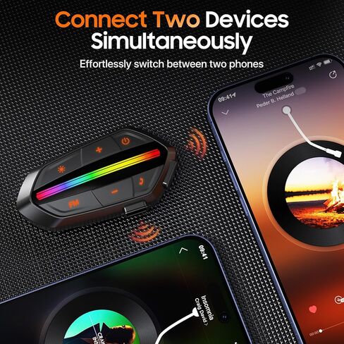 سماعة بلوتوث للدراجات النارية، مكبرات صوت خوذة بلوتوث 5.3 مع صوت عالٍ، أضواء RGB وبطارية 1000 مللي أمبير في الساعة، سماعة بلوتوث خوذة إلغاء الضوضاء للسائقين، سماعات رأس مقاومة للماء IPX6 للدراجات النارية in Kuwait