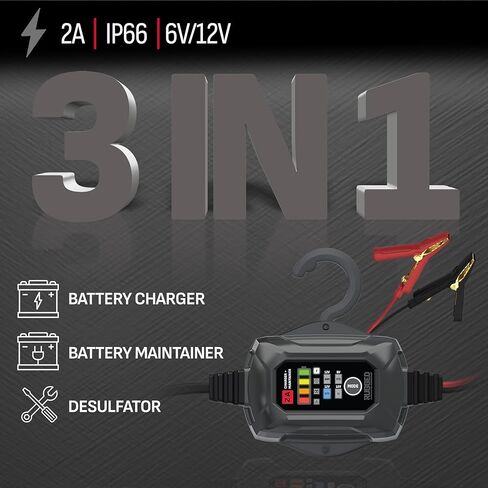 Schumacher Electric Rugged 2A Car Battery Charger and Maintainer, 3-in-1 Solution, for 6V/12V Power Sport, Automotive, and Marine Batteries, SC1678 in Kuwait