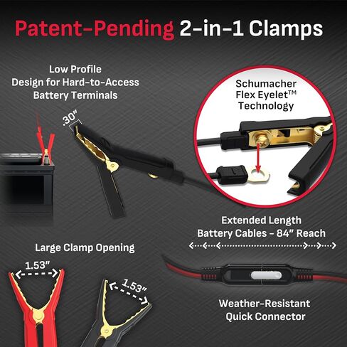 Schumacher Electric Rugged 2A Car Battery Charger and Maintainer, 3-in-1 Solution, for 6V/12V Power Sport, Automotive, and Marine Batteries, SC1678 in Kuwait