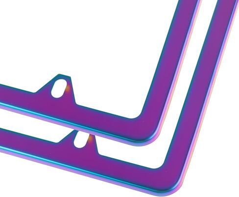 Fashion Super Slim Iridescent Chrome Blue License Plate Frames,Exclusive Polish Mirror Effect License Plate Covers,Weather Proof License Plate Holders for Women(Chrome Blue,2PCS) in Kuwait