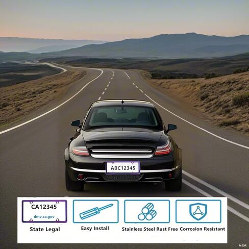 Fashion Super Slim Iridescent Chrome Blue License Plate Frames,Exclusive Polish Mirror Effect License Plate Covers,Weather Proof License Plate Holders for Women(Chrome Blue,2PCS) in Kuwait