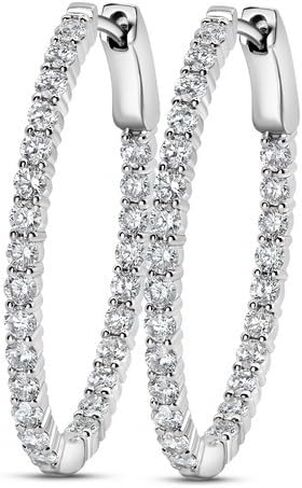 14K Gold Lab-Created Diamond Medium Oval Hoop Earrings for Women | F-G Color VS Clarity Lab Diamond Hoop Earrings | Elegant Oval Diamond Hoops Fine Jewelry | 1.1–3.5 CTW in Saudi Arabia