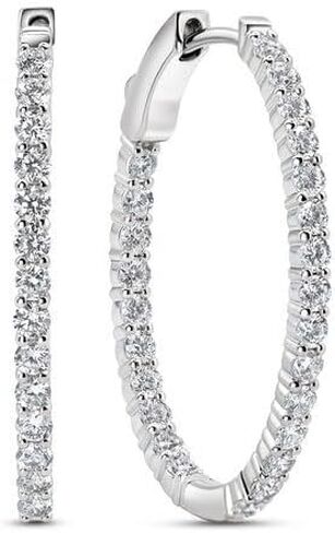 14K Gold Lab-Created Diamond Medium Oval Hoop Earrings for Women | F-G Color VS Clarity Lab Diamond Hoop Earrings | Elegant Oval Diamond Hoops Fine Jewelry | 1.1–3.5 CTW in Saudi Arabia