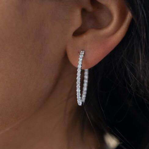 14K Gold Lab-Created Diamond Medium Oval Hoop Earrings for Women | F-G Color VS Clarity Lab Diamond Hoop Earrings | Elegant Oval Diamond Hoops Fine Jewelry | 1.1–3.5 CTW in Saudi Arabia