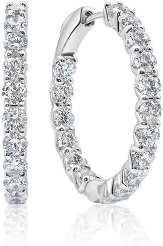 14K Gold Lab-Created Diamond 23.5mm Huggie Hoop Earrings for Women | F-G Color VS Clarity Lab Diamond Hoop Earrings | Luxury Huggie Diamond Earrings Fine Jewelry | 2.5-5 CTW in Saudi Arabia