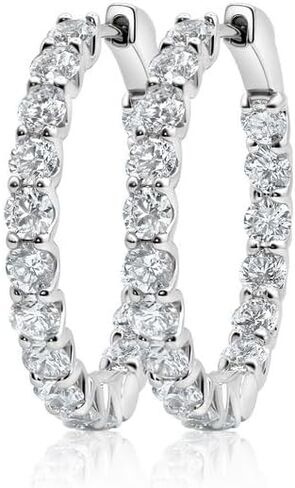 14K Gold Lab-Created Diamond 23.5mm Huggie Hoop Earrings for Women | F-G Color VS Clarity Lab Diamond Hoop Earrings | Luxury Huggie Diamond Earrings Fine Jewelry | 2.5-5 CTW in Saudi Arabia