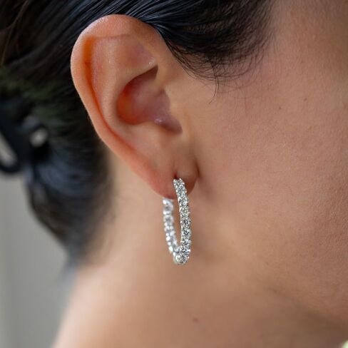 14K Gold Lab-Created Diamond 23.5mm Huggie Hoop Earrings for Women | F-G Color VS Clarity Lab Diamond Hoop Earrings | Luxury Huggie Diamond Earrings Fine Jewelry | 2.5-5 CTW in Saudi Arabia