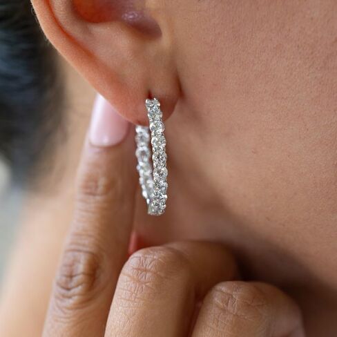 14K Gold Lab-Created Diamond 23.5mm Huggie Hoop Earrings for Women | F-G Color VS Clarity Lab Diamond Hoop Earrings | Luxury Huggie Diamond Earrings Fine Jewelry | 2.5-5 CTW in Saudi Arabia
