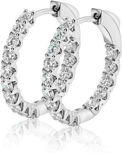 14K Gold Lab Created Diamond Huggie Earrings 15mm – 2, 2.5, 3.5 CTW F-G SI – Small Hoop Earrings for Women in Saudi Arabia