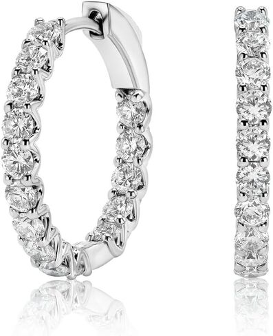 14K Gold Lab Created Diamond Huggie Earrings 15mm – 2, 2.5, 3.5 CTW F-G SI – Small Hoop Earrings for Women in Saudi Arabia
