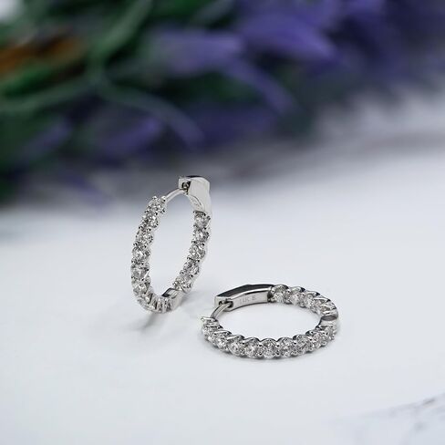 14K Gold Lab Created Diamond Huggie Earrings 15mm – 2, 2.5, 3.5 CTW F-G SI – Small Hoop Earrings for Women in Saudi Arabia