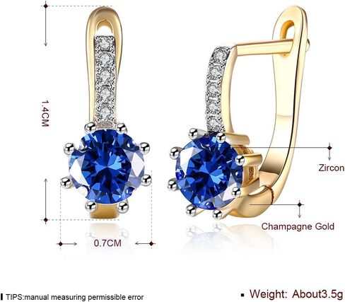 Yellow Gold Plated Earrings Hoop Huggies AAA Zirconia Latch Back Clasp L592 in Kuwait