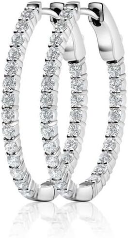 أقراط دائرية صغيرة بيضاوية الشكل مصنوعة من الذهب عيار 14 قيراط للنساء | F-G Color VS Clarity Lab Diamond Hoops | أقراط الماس البيضاوية الصغيرة الأنيقة والمجوهرات الراقية | 1-3 قيراط in Saudi Arabia