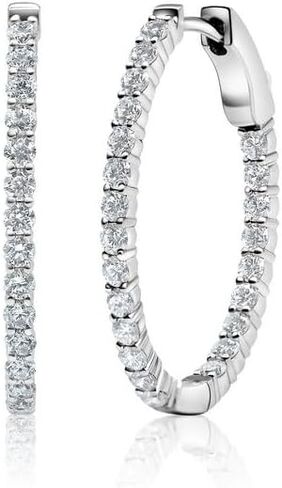 أقراط دائرية صغيرة بيضاوية الشكل مصنوعة من الذهب عيار 14 قيراط للنساء | F-G Color VS Clarity Lab Diamond Hoops | أقراط الماس البيضاوية الصغيرة الأنيقة والمجوهرات الراقية | 1-3 قيراط in Saudi Arabia