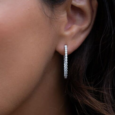 أقراط دائرية صغيرة بيضاوية الشكل مصنوعة من الذهب عيار 14 قيراط للنساء | F-G Color VS Clarity Lab Diamond Hoops | أقراط الماس البيضاوية الصغيرة الأنيقة والمجوهرات الراقية | 1-3 قيراط in Saudi Arabia