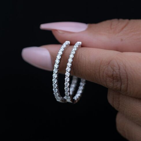 أقراط دائرية صغيرة بيضاوية الشكل مصنوعة من الذهب عيار 14 قيراط للنساء | F-G Color VS Clarity Lab Diamond Hoops | أقراط الماس البيضاوية الصغيرة الأنيقة والمجوهرات الراقية | 1-3 قيراط in Saudi Arabia