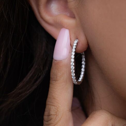 أقراط دائرية صغيرة بيضاوية الشكل مصنوعة من الذهب عيار 14 قيراط للنساء | F-G Color VS Clarity Lab Diamond Hoops | أقراط الماس البيضاوية الصغيرة الأنيقة والمجوهرات الراقية | 1-3 قيراط in Saudi Arabia