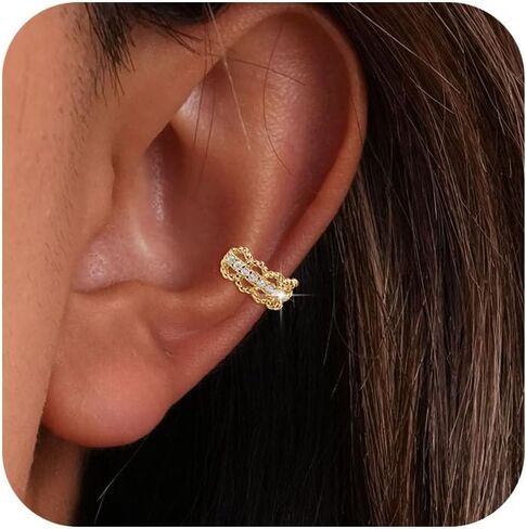 Cartilage Piercing Helix Earring,925 Sterling Silver Small Hoop Earrings for Women,14K Gold Plated Dainty CZ Huggie Hoop Earrings for Cartilage Lightweight Hypoallergenic Earrings Mother’s Day Jewelry Gifts in Kuwait