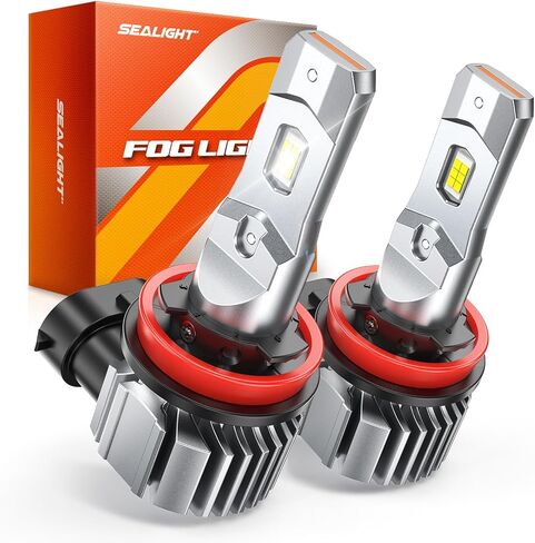SEALIGHT H11/H8/H16 LED Fog Light Bulb or DRL, 12000LM 6500K Cool White 360° Adjustable Ring, 800% Brightness, 7035 CSP Chips, 60000HRS Lifespan Replacement Fog Light LED Bulbs Non-polarity, Pack of 2 in Kuwait
