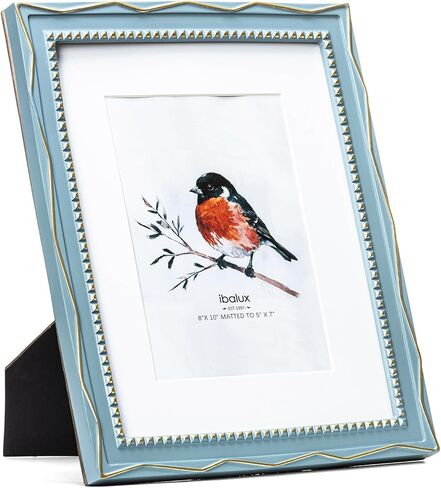 5x7 Off-White Scalloped Picture Frame with Gold Beaded Trim, Resin with Real Glass, Matted to 4x6, Vertical and Horizontal for Tabletop or Wall Hanging in Saudi Arabia