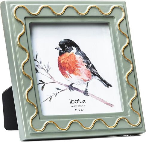 5x7 Off-White Scalloped Picture Frame with Gold Beaded Trim, Resin with Real Glass, Matted to 4x6, Vertical and Horizontal for Tabletop or Wall Hanging in Saudi Arabia