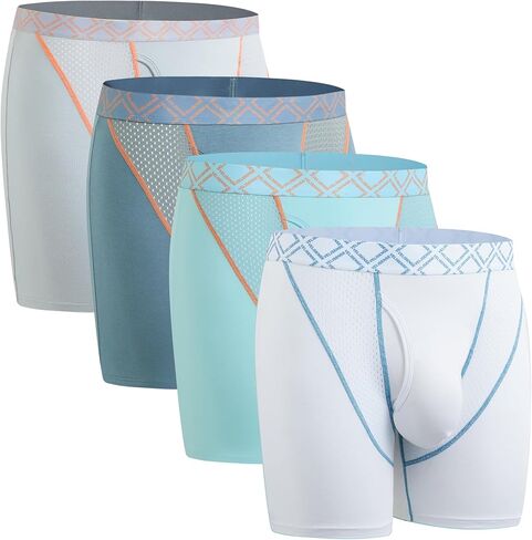Men's Underwear Silky Soft Second Skin Boxer Briefs for Men with Fly 4 Pack, Wide Waistband No Ride Up in Saudi Arabia
