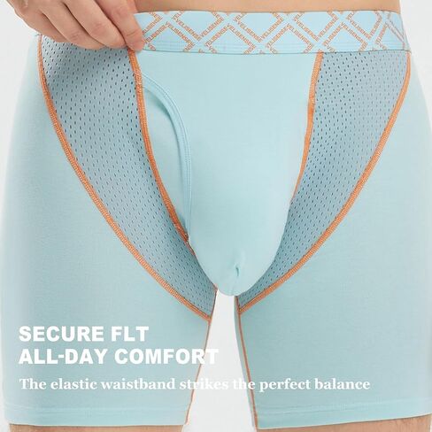 Men's Underwear Silky Soft Second Skin Boxer Briefs for Men with Fly 4 Pack, Wide Waistband No Ride Up in Saudi Arabia