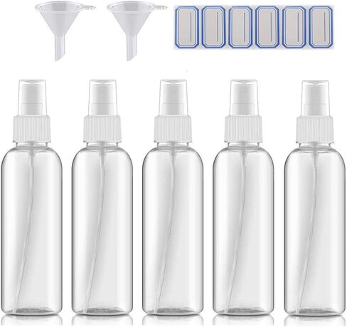 DreiWasser Small Spray Bottle for Essential Oils, Perfumes and Cosmetics, Clear Empty Plastic Bottle for Travel, Cleaning, Gardening, Skin Care (5 * 3.4oz) in Saudi Arabia