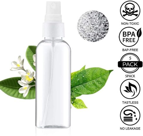 DreiWasser Small Spray Bottle for Essential Oils, Perfumes and Cosmetics, Clear Empty Plastic Bottle for Travel, Cleaning, Gardening, Skin Care (5 * 3.4oz) in Saudi Arabia