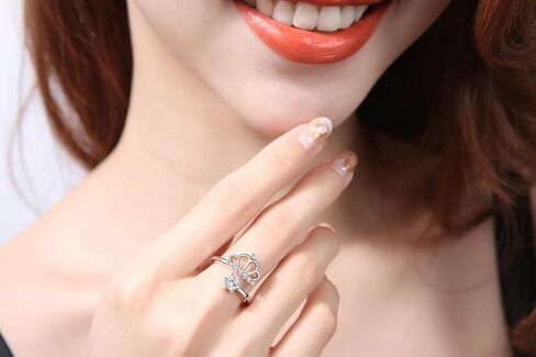 خواتم التاج للنساء S925 خاتم الأميرة الفضي قابل للتعديل فتحة مخصصة تاج الأميرة الزركون مناسبة للنساء (أ) in Kuwait