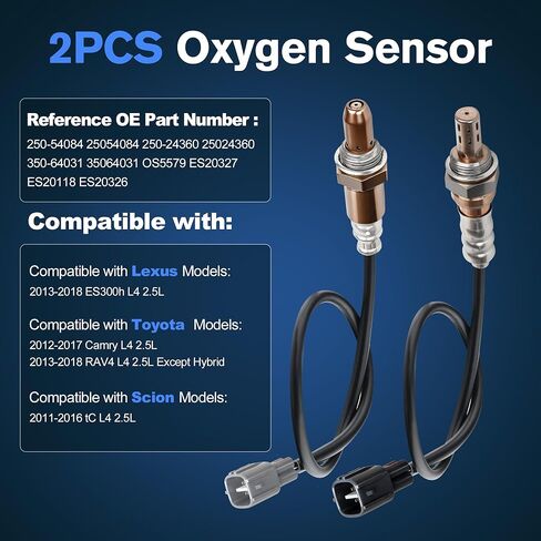 2PCS Oxygen O2 Sensor Upstream Downstream Compatible with Lexus ES300h 2013-2018，for Toyota Camry 2012-2017,RAV4 2012-2017 Camry L4 2.5L 2013-2018,Replace# OE 25054084 25024487 in Saudi Arabia