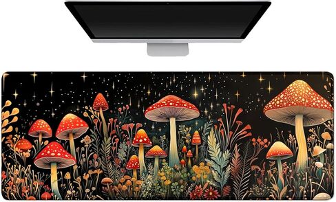 Gaming Mouse Pad Large Desk Mat Extended Keyboard Mouse Pad Mousepad with Non-Slip Base and Stitched Edge Mouse Mat Desk Pad Mouse Pads for Desk Home Office Gaming Mushroom in Saudi Arabia