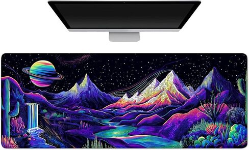 Gaming Mouse Pad Large Desk Mat Extended Keyboard Mouse Pad Mousepad with Non-Slip Base and Stitched Edge Mouse Mat Desk Pad Mouse Pads for Desk Home Office Gaming Mushroom in Saudi Arabia