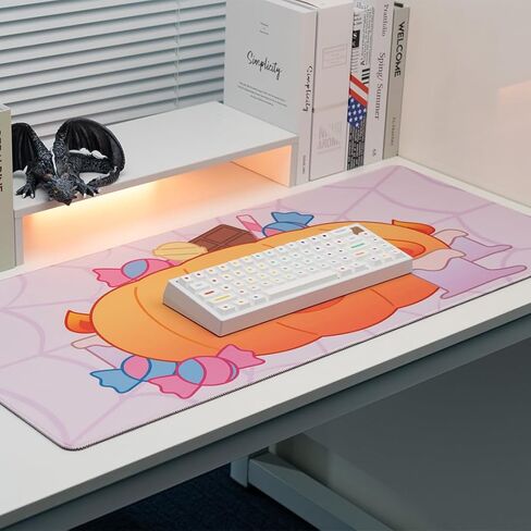 Chilkey Halloween Pumpkin Pink Mouse Pad, 35.4" x 15.7" XXL Extended Large Desk Mat for Keyboard and Mouse, Funny Cute Gaming Mouse Pads with Non-Slip Rubber Base Mousepad for Office Home Desk in Saudi Arabia