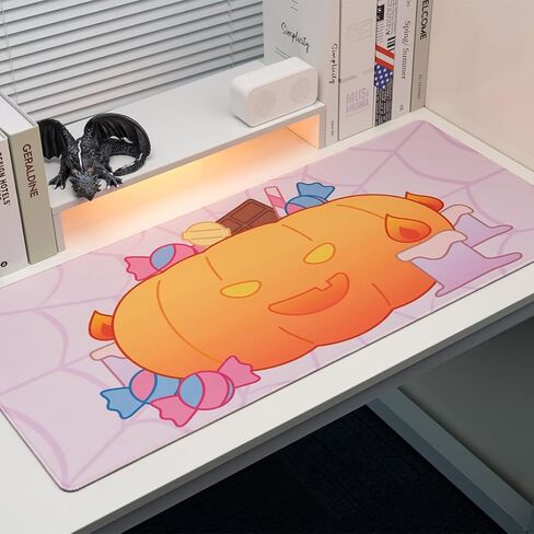 Chilkey Halloween Pumpkin Pink Mouse Pad, 35.4" x 15.7" XXL Extended Large Desk Mat for Keyboard and Mouse, Funny Cute Gaming Mouse Pads with Non-Slip Rubber Base Mousepad for Office Home Desk in Saudi Arabia