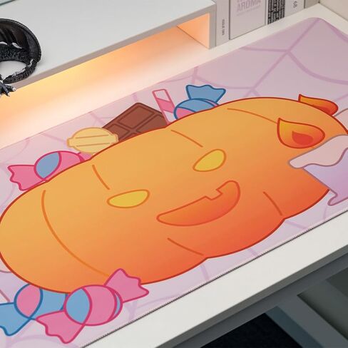 Chilkey Halloween Pumpkin Pink Mouse Pad, 35.4" x 15.7" XXL Extended Large Desk Mat for Keyboard and Mouse, Funny Cute Gaming Mouse Pads with Non-Slip Rubber Base Mousepad for Office Home Desk in Saudi Arabia