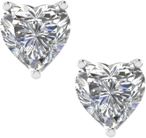 FANTOM Color CZ Simulated Birthstone Solid Silver 2.00 Carat Cubic Zirconia 6 by 6 Heart CZ Stud Earrings in Kuwait