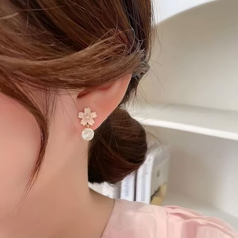 Cherry Blossom Earrings for Women Crystal Cherry Blossom Stud Earrings in Kuwait
