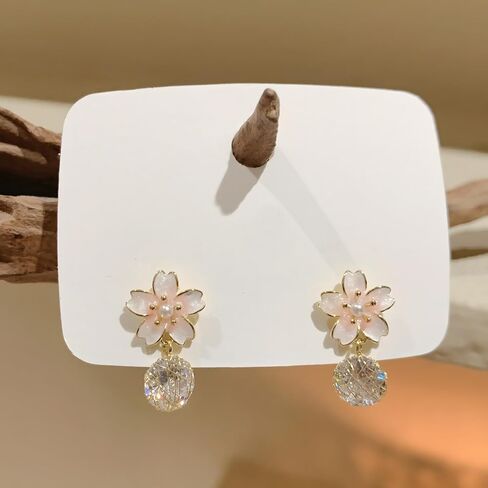 Cherry Blossom Earrings for Women Crystal Cherry Blossom Stud Earrings in Kuwait